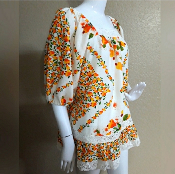Atelier Nicole Miller Cashew Fruit Print Boho Tunic Top. NWOT - Picture 3 of 16